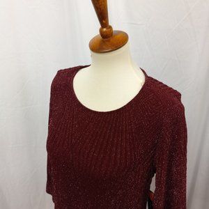 XL Trixxi Sparkly Wine Colored 3/4 Sleeve Dress
